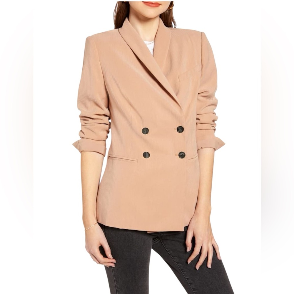 Something Navy Drapey Double Breasted Blazer